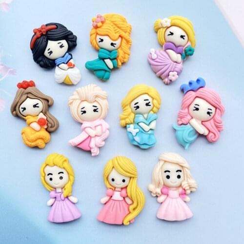 20pcs/Lot Kawaii Flatback Resin Princess New Arrival Children Send Hair Clips To Decorate DIY Girl