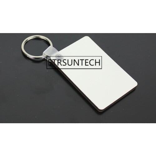 200pcs Sublimation Blank Keychain MDF Rectangle Wooden Key Pendant Thermal Transfer Double-sided Key Ring White DIY Gift