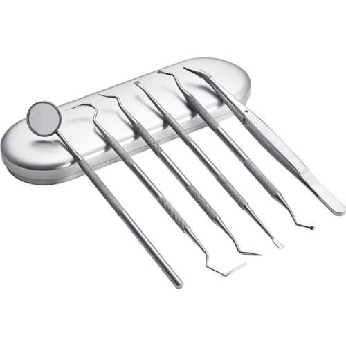 6pc/set Dental Mouth mirror kit Sickle Tartar Scaler Teeth Pick Spatula Dentist Tool Oral Care Tooth Cleaning Dental instruments