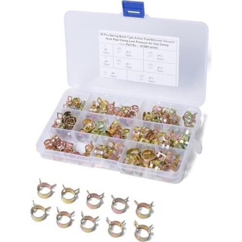 80pc 6-15mm Water Pipe Air Tube Clamp Fuel Line Spring Clip Fuel Line Hose Clip Fastener 8 Size