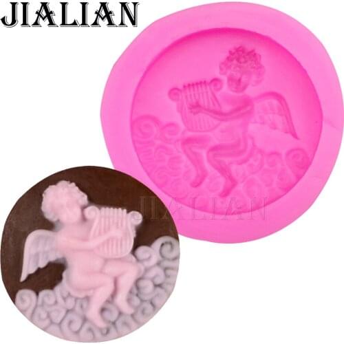 Angel playing soap mould chocolate Sugar Craft Jello Jelly cake decorating tools DIY fondant silicone mold Boy playing T0204