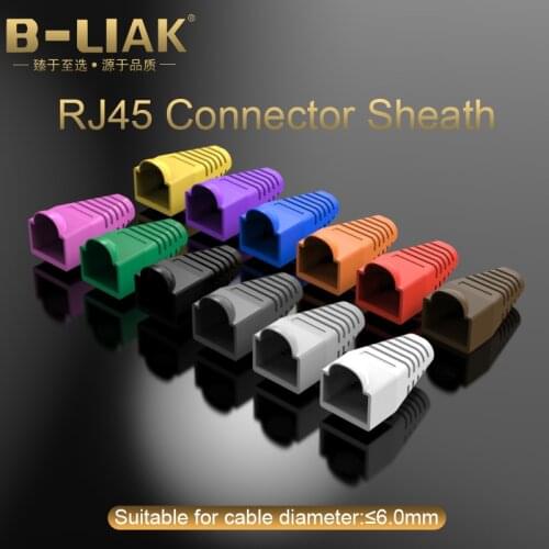 B-LIAK 100 Pcs Mixed Color CAT5E CAT6 RJ45 Ethernet Network Cable Strain Relief Boots Cable Connector Plug Cover