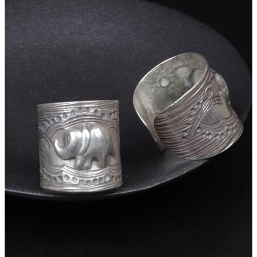 BOCAI New Real S925 sterling silver S925 sterling silver personalized open elephant ring handmade retro all-match woman ring