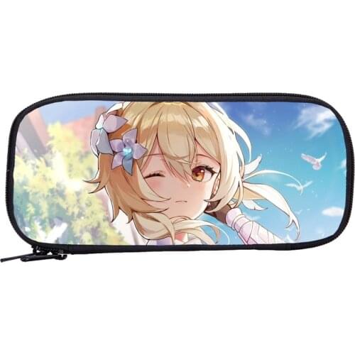 Genshin Impact pencil cases anime Pencil Bags kawaii childrens pencil case kawaii study Stationary Office student School Lumine