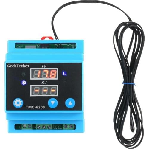 AC 100-240V Digital Guide Rail One Way Temperature Controller Cooling Heating Control with Alarm Function Temperature Probe