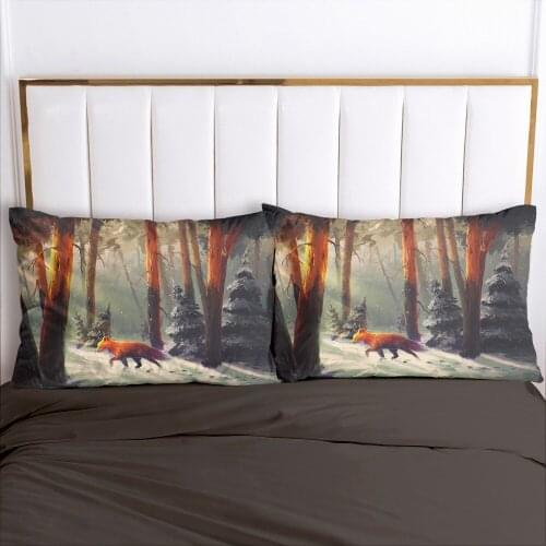 Fox In A Walk Pattern Throw 3D Printed 100% Polyeser Decortive Throw Pillow Cover Pillowcase Bedroom Sofa Home Decoration