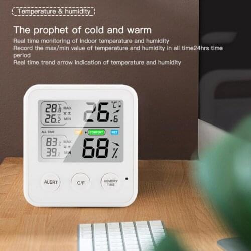 Mini Indoor Household LCD Electric Digital Thermometers Sensor Humidity Meter Humidity Gauge Home Hygrometer Alarm Clocks