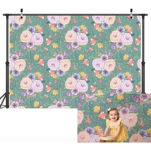 Flowers Newborn Baby Birthday Photography Backdrop for Photo Studio Rainbow Floral Children Cake Smash Art Background Phoocall