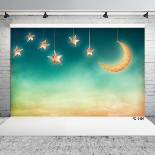 Gold Moon Stars Photo Background Customized Backdrop Photography Props for Portrait Children Birthday Baby Shower Photobooth