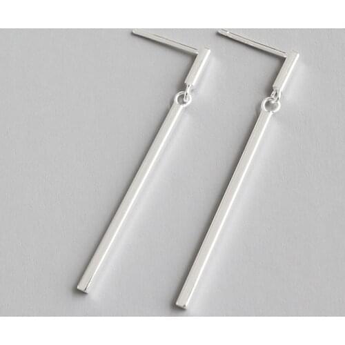 Geometric rectangular strip 925 sterling silver dangle earrings for women earings jewellery, simple drop earrings oorbellen