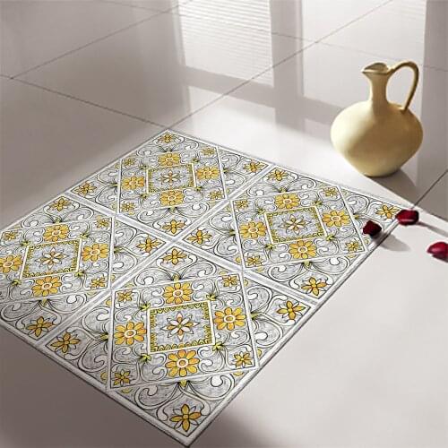 Hot New Fashion Creative 2021 Decorative Italy Flowers Bathroom Kitchen Living Bed Room Wall Tile Ground Floor Decal Sticker Mat