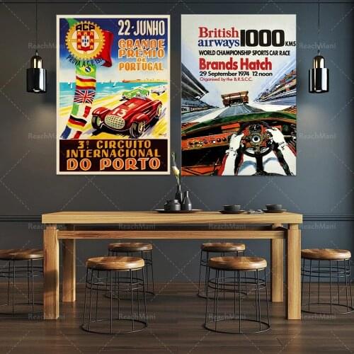 Grande Primio De Portugal 1952 Car Races Vintage Poster Print Retro Style Art | Auto sport print