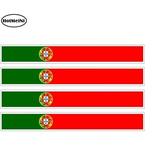 HotMeiNi 13cm x 1.7cm 4pcs Car Stripe Motorcycle Racing Flag Sticker Car Window Decal Bike Moto Tuning Portugal Car Stickers