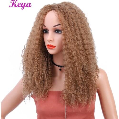 Keya Long Afro Kinky Curly Wigs African Hair style 18 Inch Afro Wig Heat Resistant Synthetic Wigs for Black Women