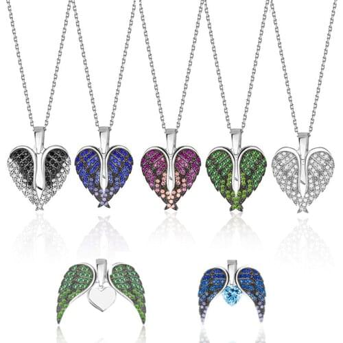 Fashion Angel Wings Necklace For Women Zircon Angle wing Pendant crystal charm women lovers Mother 2021 new jewelry fine gift
