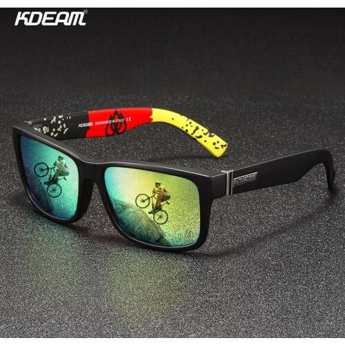 Polarized Sunglasses Square KDEAM Men Classic Sport Driving Shades Mirrored UV400 Women Outdoor Sun Glasses With Free Box