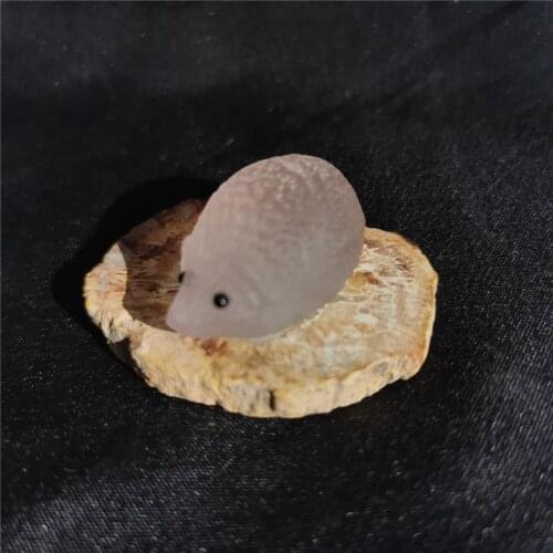 Wholesale Natural fluorite hedgehog and Healing wood fossil stone Speciment 1pc