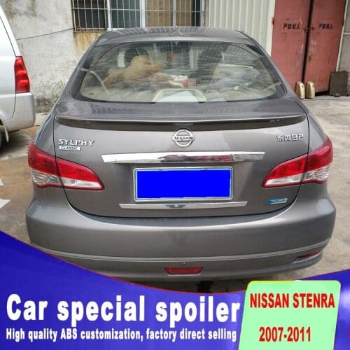 New streamline rear trunk roof high quality ABS material spoiler for nissan sentra 2007 2008 2009 2010 2011 by primer paint