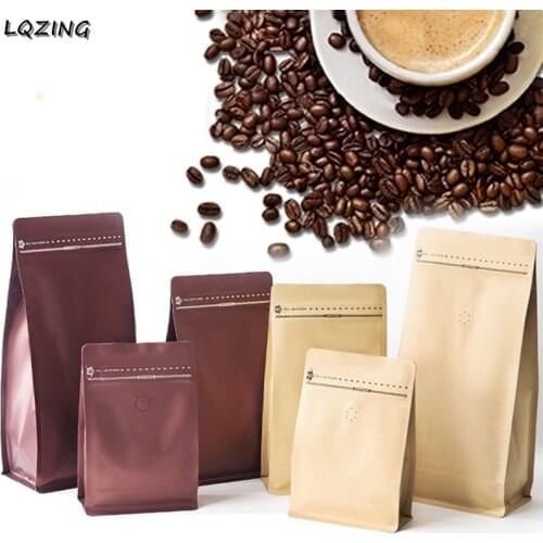 New Pack 1/2 Pound Matte Coffee Powder Aluminized Mylar Package Bag Zipper Open Top Hanging Ear Coffee Bag Pouches with Valve