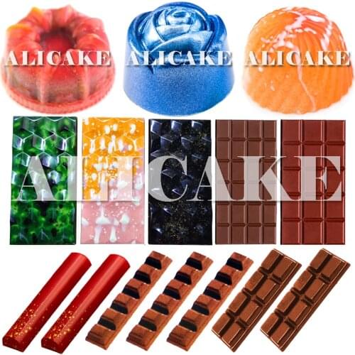 Polycarbonate Chocolate Mould 3D Food Grade Mold for Chocolate Bar Thick Mold Diamond Tray Cake Form Baking Pastry Bakery Tools