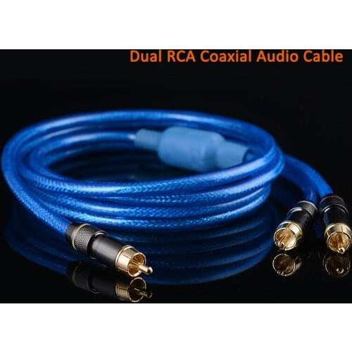 Dual RCA Male Plug Coaxial Audio Cable To RCA Male Plug Professional Gold Plated RCA Plug to 2X RCA Plug Adapter Video Wire