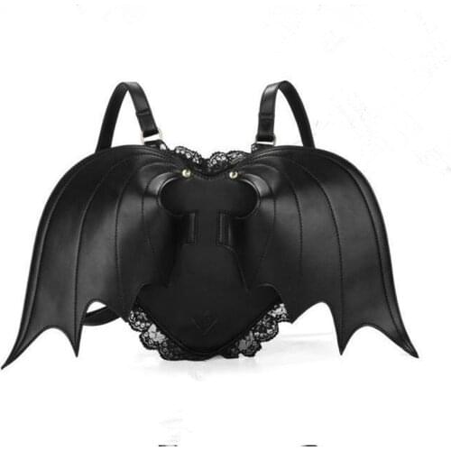 Bat Wing Backpack for Women Punk Stylish School Bag for Girls Angel Wings Backpack Cute Little Devil Package