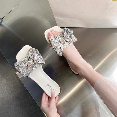 Womens Sandals Comfort Ladies Flat Shoes 2021 Fashion Square Toe Slides Low-heeled Slippers Female Summer Outdoor Beach Shoes