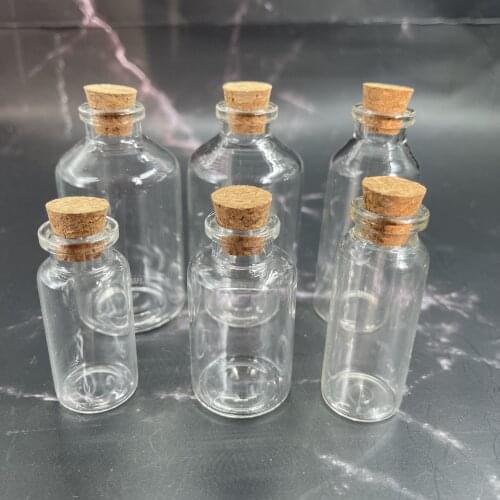 1pcs 12ml 15ml 20ml 22ml 25ml 30ml 50ml 70ml 110ml Glass Bottles with Cork Stopper Empty Spice Bottles Jars Gift Crafts Vials