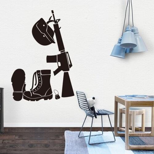 Fashion Shoes Gun Wall Stickers Vinyl Waterproof Home Decoration Accessories Decorative Vinyl Home Decoration Wallpaper