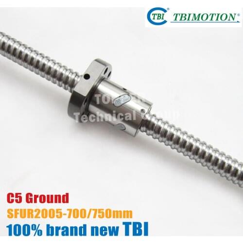 TBI 2005 C5 750mm customized grinding ballscrew with SFU2005 5mm lead screws of SFU set end machined for high precision CNC kit