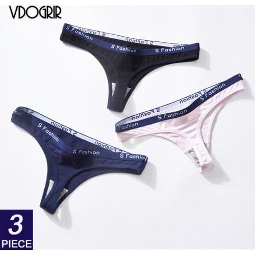 VDOGRIR 3Pcs/lot Cotton Women G-String Seamless Letter Women Underwear Female Panties Low Rise String Lady Intimates Panty Sets