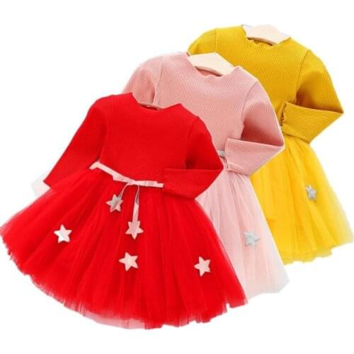 Baby Girl Autumn Winter Knit Gauze Dress New Fashion Toddlers Children Kids Long Sleeve Warm Sweater Dress Roupa Infant