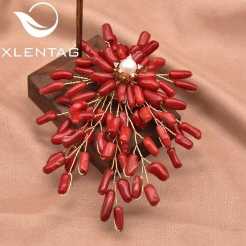 Xlentag Star Natural Freshwater Pearl Conformal Coral Branch Brooch Women Birthday Party Fashion Exquisite Gift Jewelry GO0394