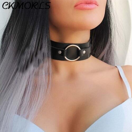 CKMORLS New Black PU Leather Neck Harness Fetish Bdsm Bondage Harness Sexy Adjustable Collar Slave Round Neck Ring Harness Belt