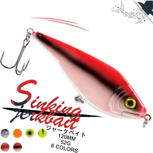 1PCS 120MM 52G Jerkbait Wobbler Sinking Fishing Lure Hard Baits VIB Action Artificial Jerk Baits Troute Pike Bass Fishing Tackle