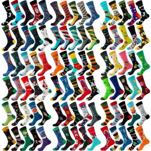 10 pair socks for women and men cotton funny crew socks cartoon animal fruit warm socks christmas gift middle socks