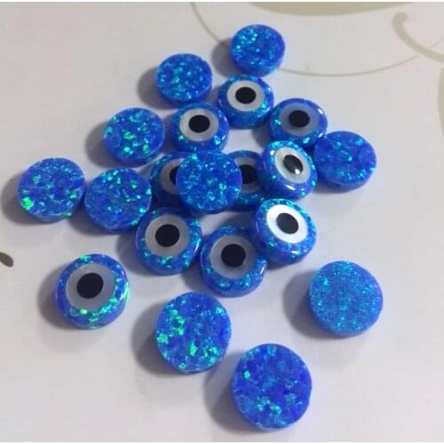 10pcs /lot 10mm Synthetic Evil Eye Opal stone beads round cabochon opal stone for DIY Jewelry