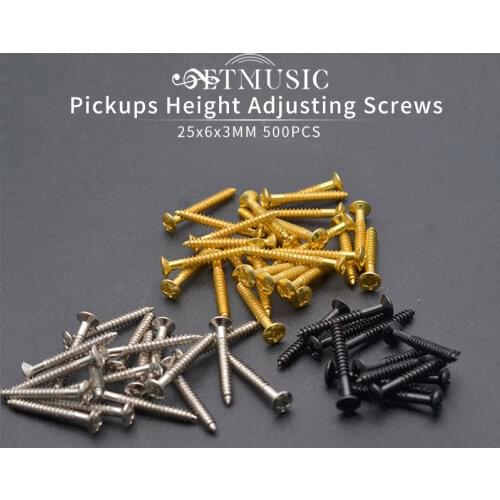 500PCS Guitar Single Coil Pickups Height Adjusting Screws 25x6MM Guitar Bridge Strap Button fixing Screw Black/Gold/Chrome