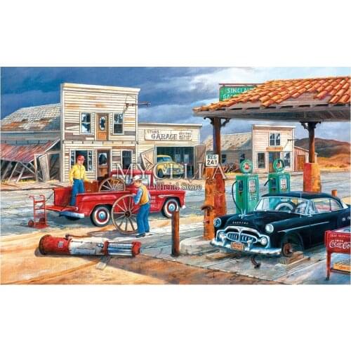 5d Diy Diamond Painting Cross Stitch Cartoon Diamond Embroidery Cars Gas station Full Diamond Mosaic Needlework Christmas Gifts