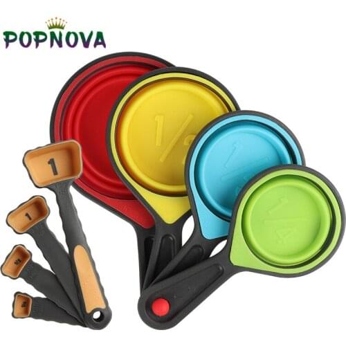 8Pcs/set Silicone Measuring Cups Spoons Coffee Sugar Scoop Kitchen Baking Cooking Tools Measuring Cup and Spoon Cocina Gadget