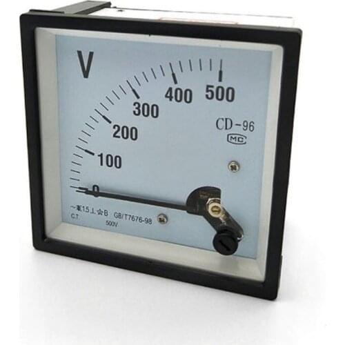 96mmX96mm AC 0-500V Zero Setting Square Plastic Case Analog Volt Test Meter Voltmeter CD-96