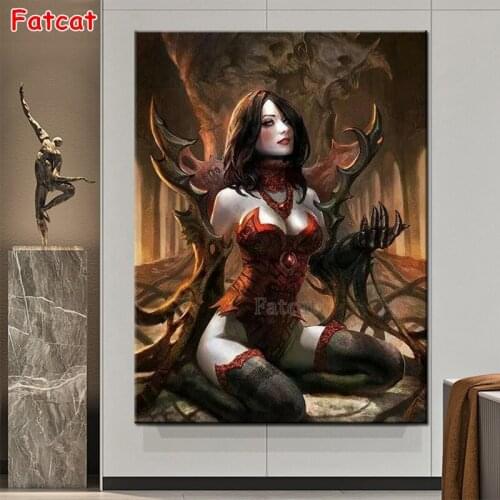 DIY Diamond Painting Woman Gothic 5D Full Square round Diamond Embroidery Handmade Crafts Mosaic Darkness with Lady PP1571