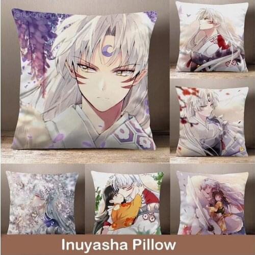 Anime Inuyasha Sesshoumaru Rin Square Cartoon Dakimakura Peach Skin Plush Stuffed Throw Pillow Bed Sofa Cushion Decor Cosplay