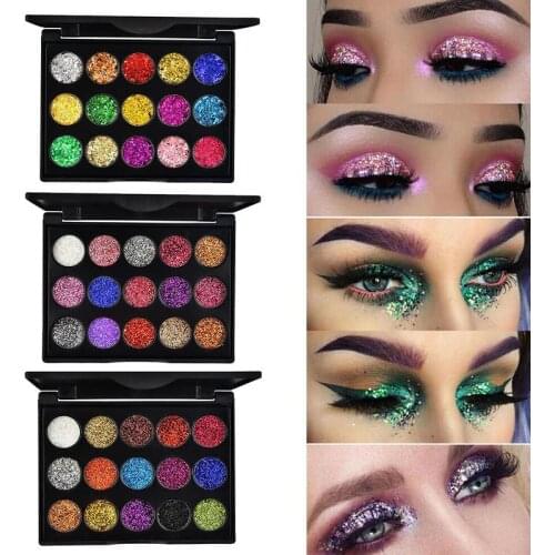 15colors Glitter Eye Shadow Pallete Pigment Professional Eye Makeup Palette Long-lasting Makeup Eyeshadow Pallete