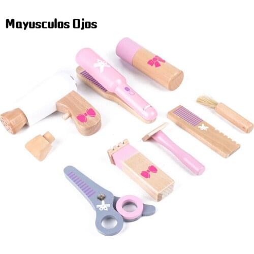Wooden Play House Haircut Toy Set Childrens Simulation Wooden Toy Set