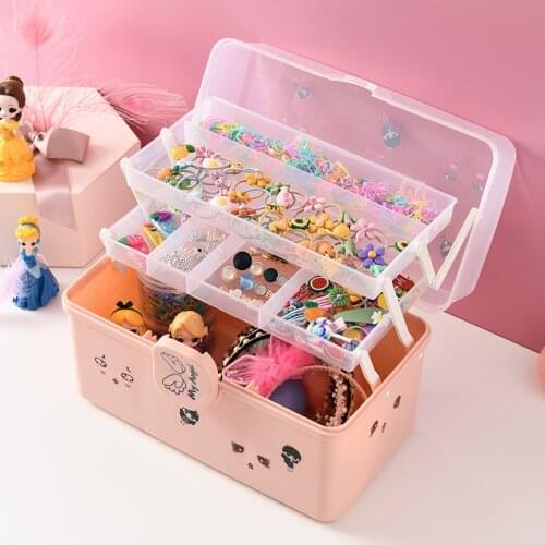 Childrens Hair Accessories Storage Box Girl Baby Rubber Band Headdress Desktop Finishing Dressing Artifact Cute Jewelry Box