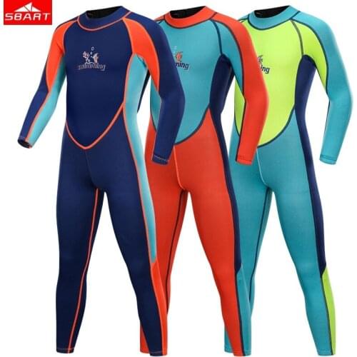 SBART Kids Long sleeve Siamese diving suit Elastic 2mm Neoprene Swimsuit Baby Snorkeling Surfing Diving Suit full body Wetsuit