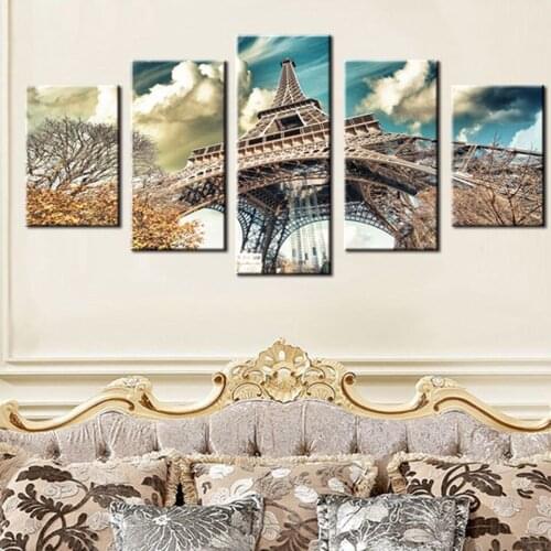 Home Canvas Pictures Decoration 5 Panel Tower Building Prints Poster Modular Wall For Living Room Frame Painting