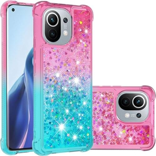 Gradient Quicksand Liquid Glitter Case For Xiaomi Mi 11 Shockproof TPU Bumper Clear Phone Cover For Xiaomi Mi11 Coque