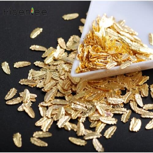 500PCS New Pashion Beauty Metal Rivet Feather Pendant 3D Metal Nail Art Jewellery Decoration Accessories Nail Styling Design